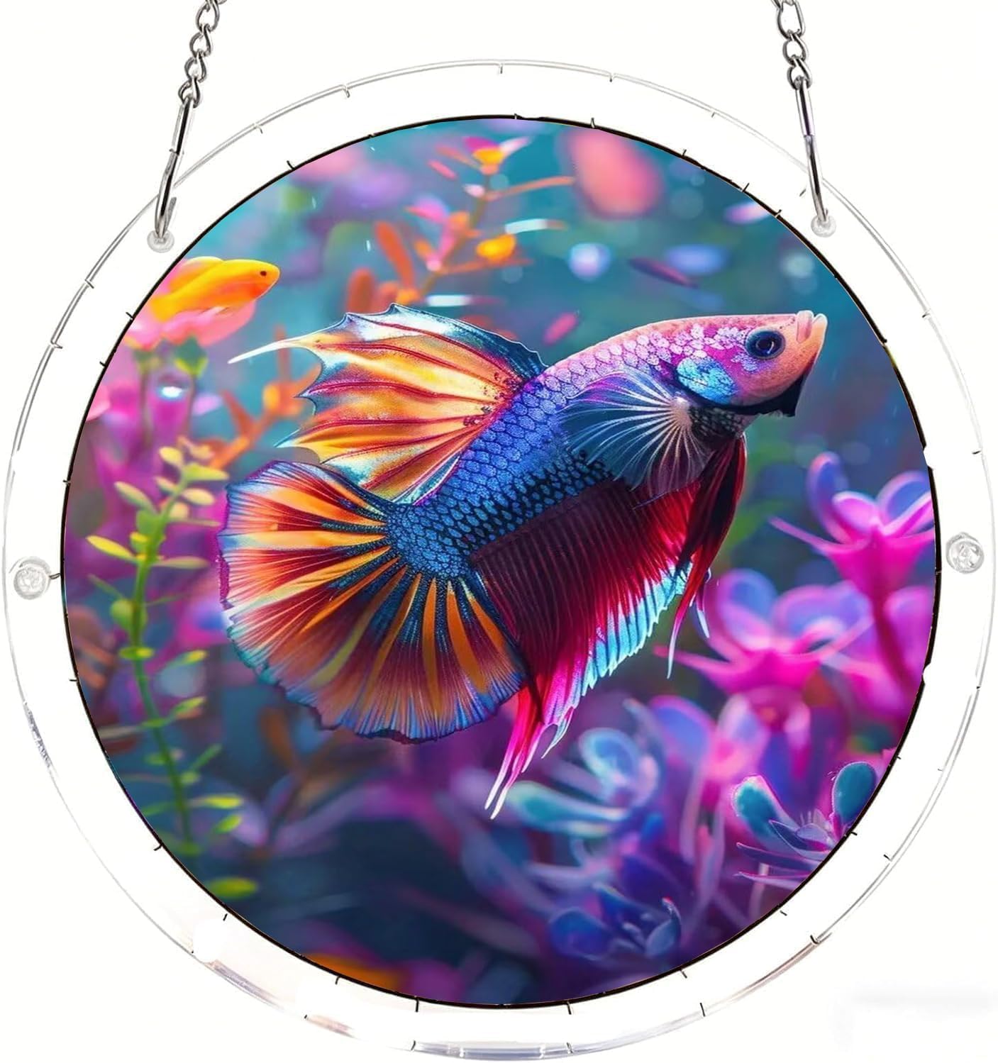 Colorful Fish- Acrylic Jigsaw Puzzles Suncatcher, 8.2 Inch Window Hanging Suncatcher Acrylic Puzzle, DIY Home Decor Art Gift