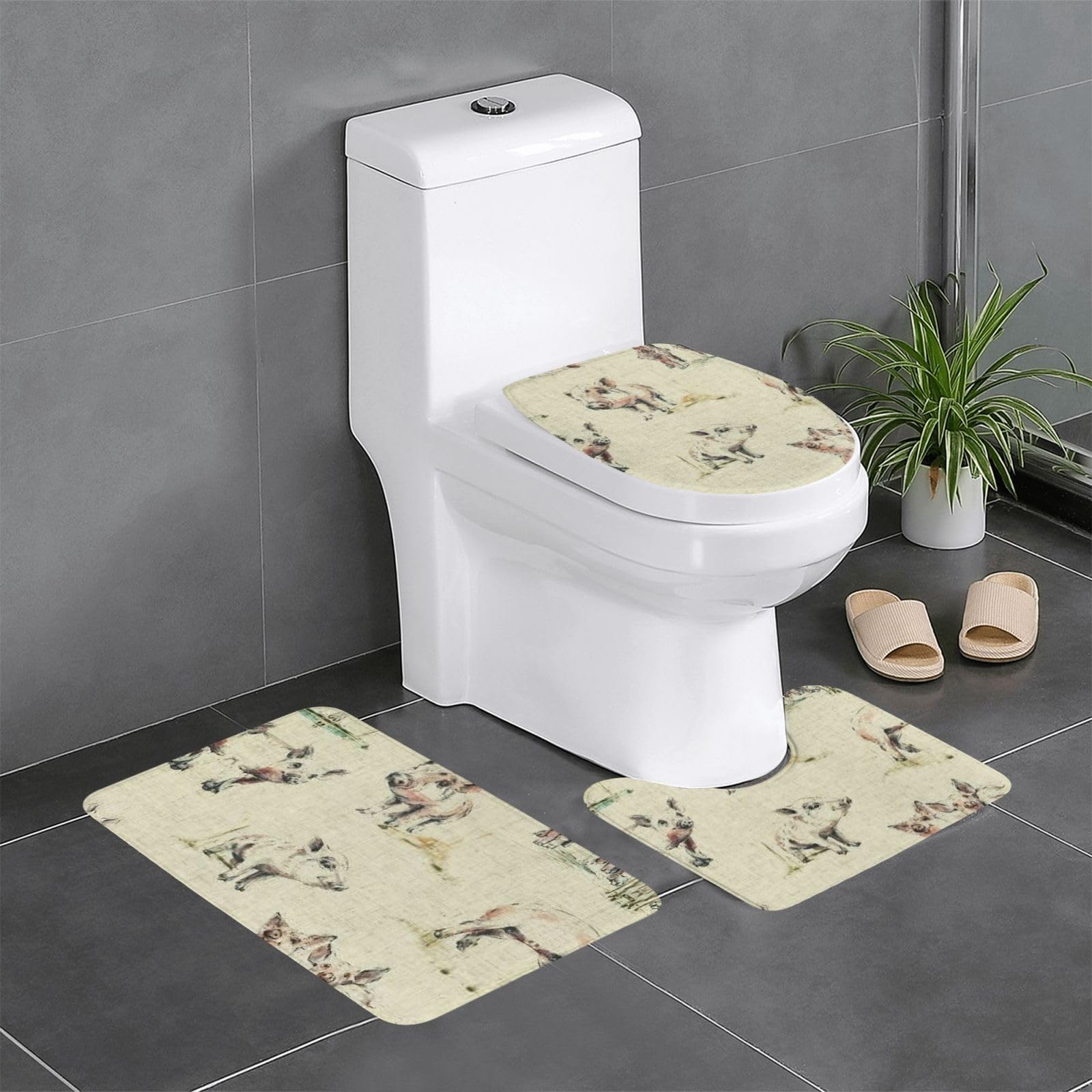 Tapis de bain absorbants et lavables en U avec envers antidérapant sécurisé