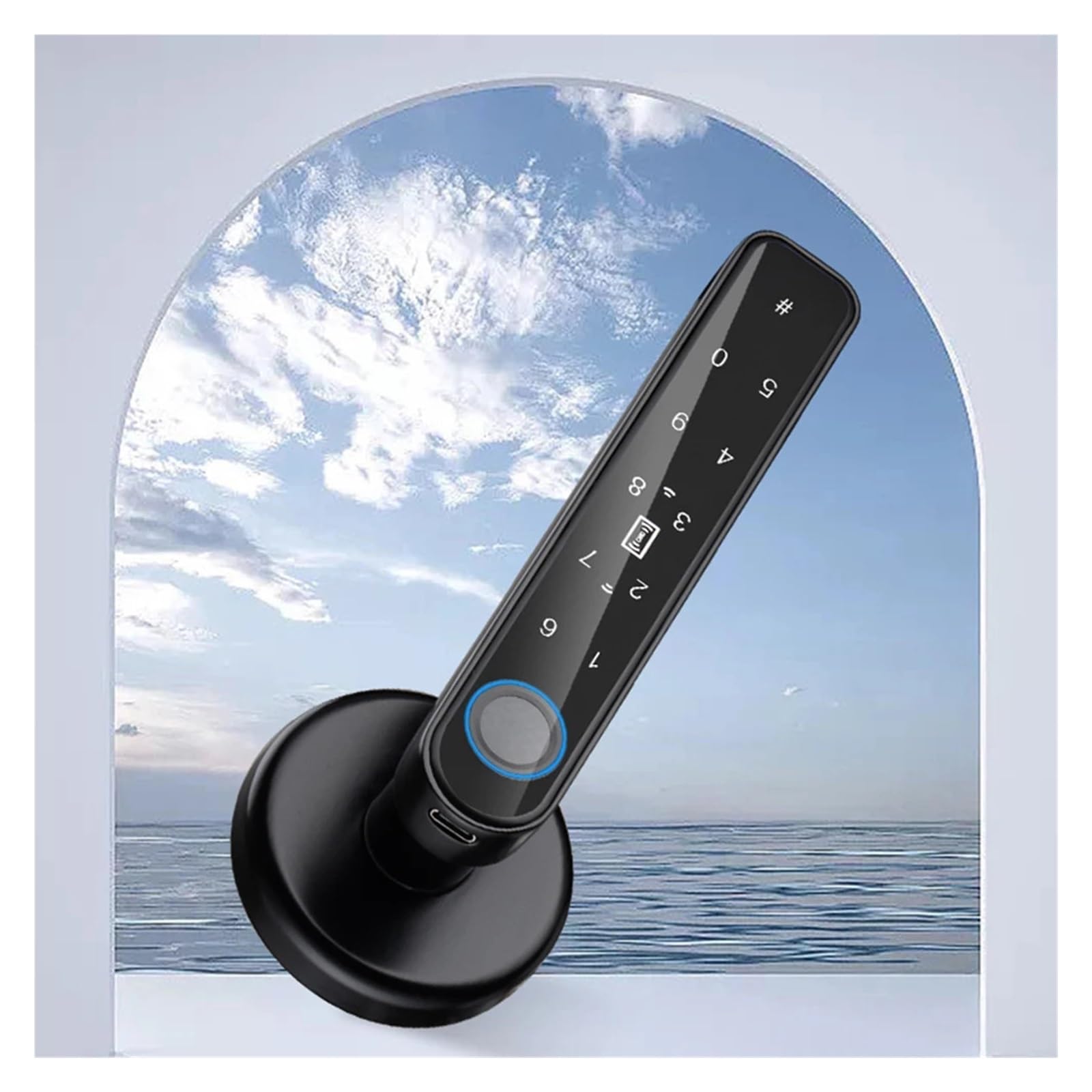 Cerradura de puerta de huellas dactilares TTLOCK APP Control de huellas dactilares Cerradura de seguridad tipo C Carga de emergencia para puertas de 3,5-6,5 cm de grosor