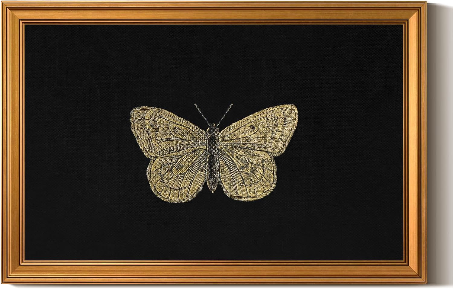 ARPEOTCY Large Gold Framed Canvas Wall Art, 24x36 Inch, Retro Butterfly Insect Art Prints, Vintage Farmhouse Decor for Living Dining Room Hallway Entryway, Rustic Moody Cottage Decor