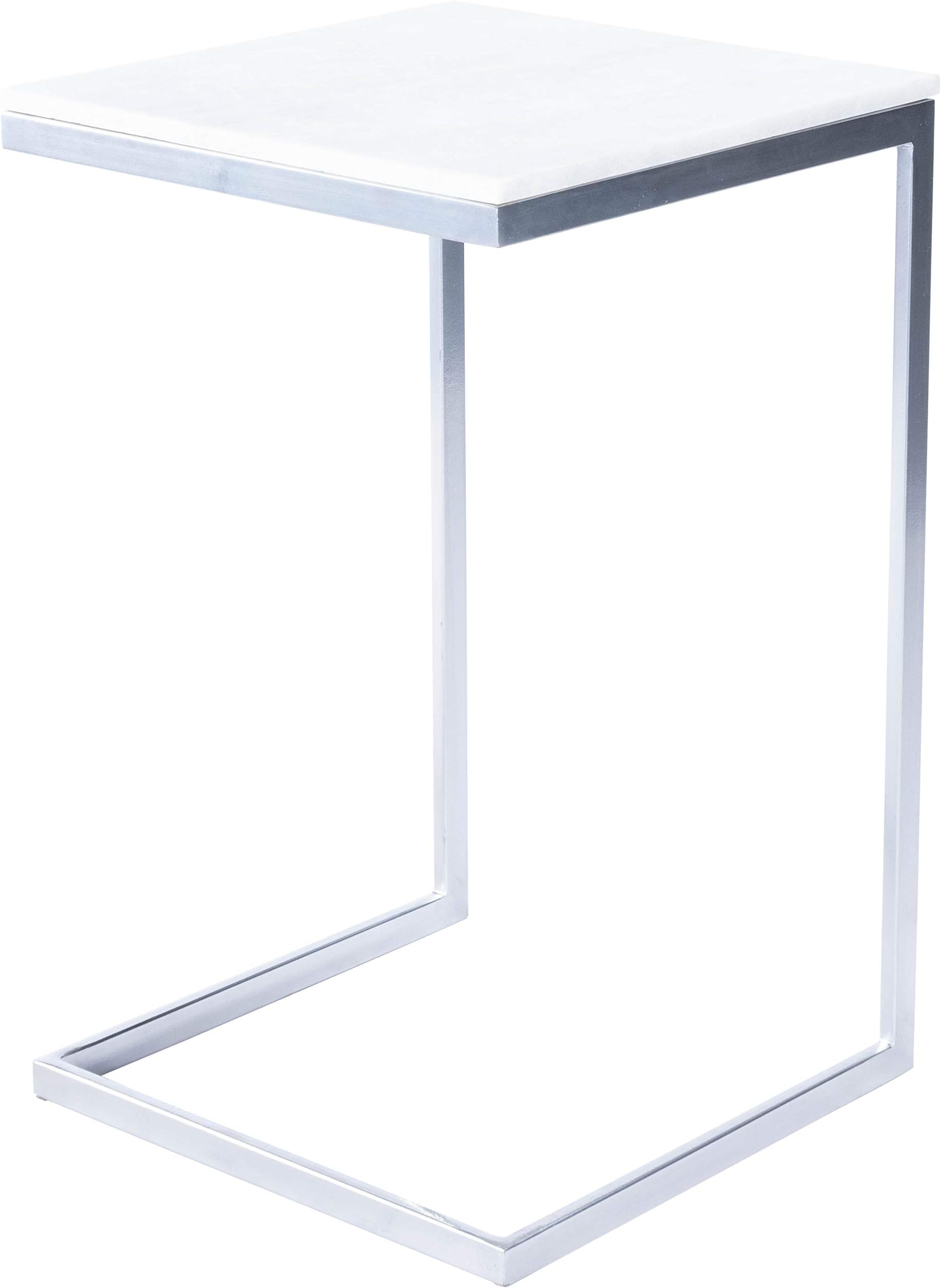 Butler Lawler Square Shape Nickel Metal and Marble End Table