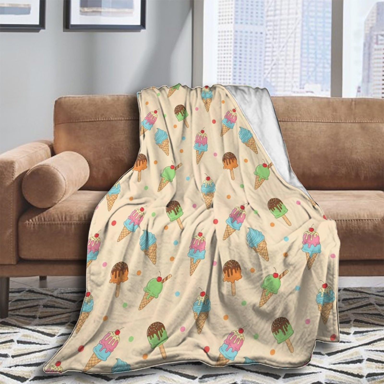 Oudrspo Fleece Blanket for Couch Throw Blanket for Women Men Ice Blue and Red Fire Flame Dragon Cozy Blankets 50x40 Inches