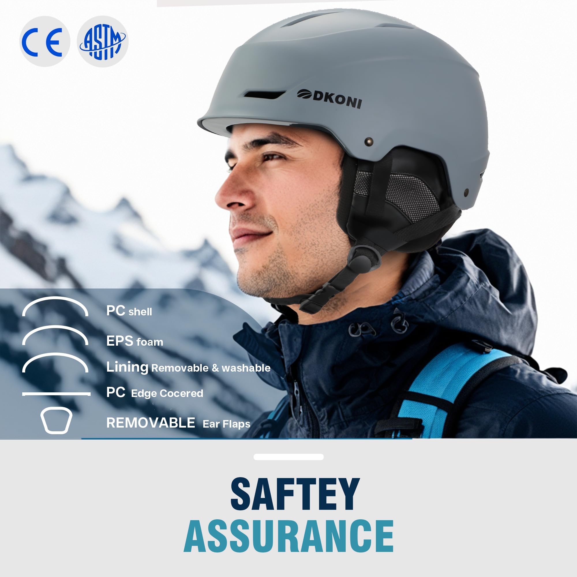 Kask narciarski, kask snowboardowy dla mężczyzn i kobiet, trzystopniowy regulowany system wentylacji, trwała powłoka PC, kask sportowy dla dorosłych, młodzieży i dzieci