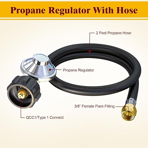 Miniatura 3 de TIVORTOOK Regulador universal de parrilla de gas y manguera de 2 pies, repuesto para Weber, Charbroil, parrilla Nexgrill, calentador de patio de