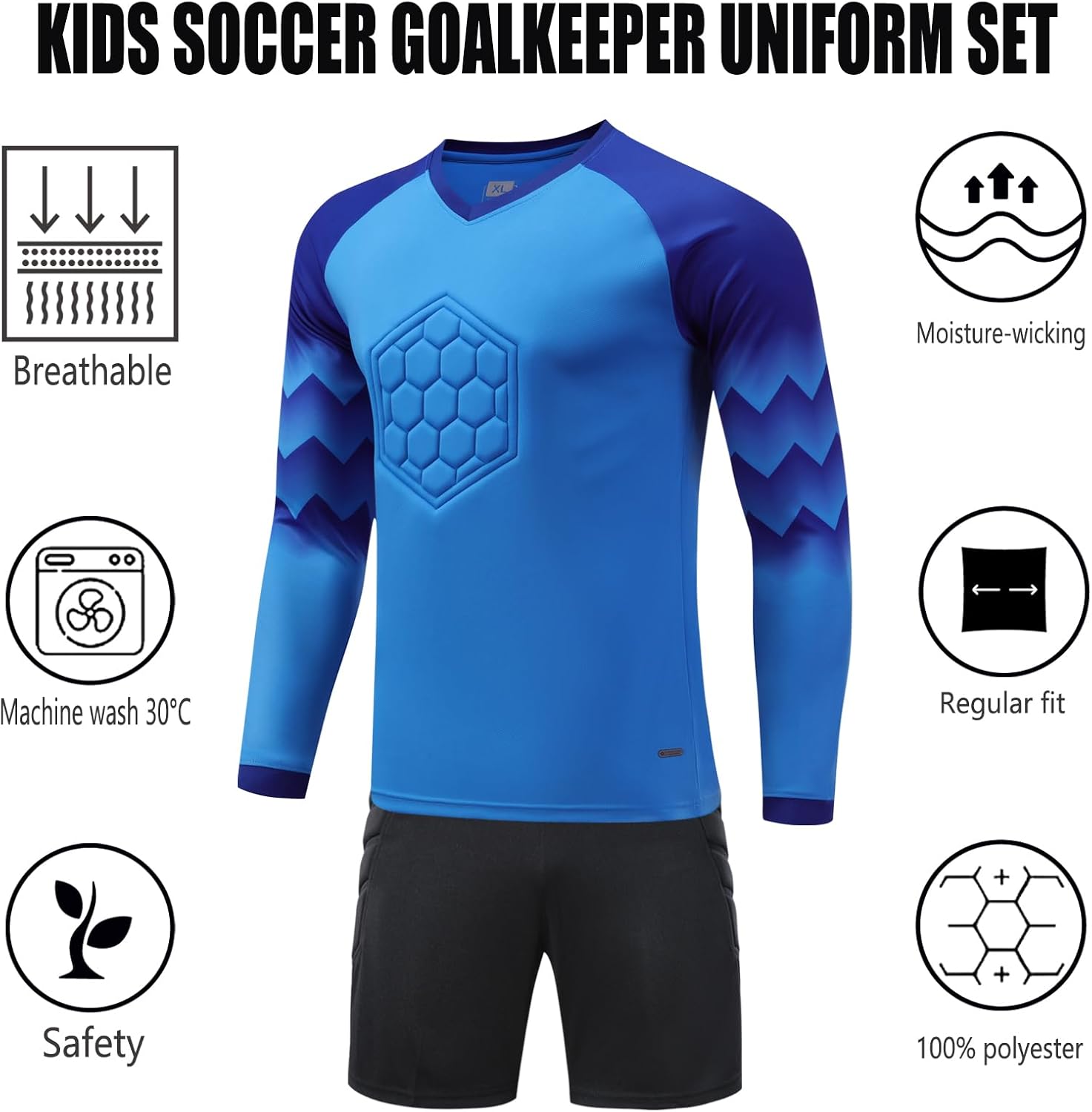 Kids Soccer Goalkeeper Jersey Mens Seaside Shirt Long Sleeve Training Soccer Jersey Youth Uniforms - Image 3