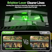 Vista 5 de HUEPAR Nivel láser 360 autonivelante, recargable 3D de alto brillo láser verde 3 x 360 ° la mejor herramienta niveladora láser para construcción