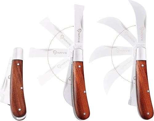 Miniatura 5 de NAYE Cuchillo de jardinería de injerto, cuchillo de jardín de cuchillas rectas curvadas de 2-58 pulgadas para poda en brotes, con cinta de injerto,
