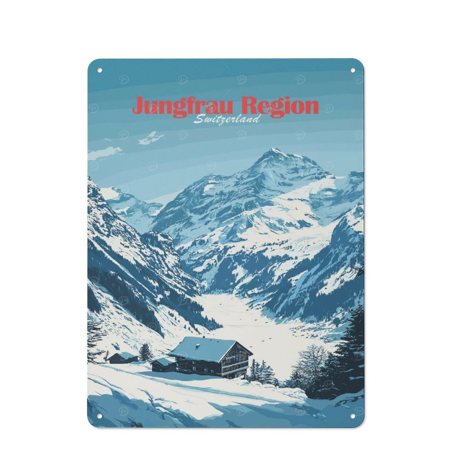 Junmoney Style-14 Vintage Vintage Metal Sign 40X30cm Featuring Jungfrau Region Switzerland, Restaurant Wall Art For Takeaway, Bar, Kitchen Or Counter Area