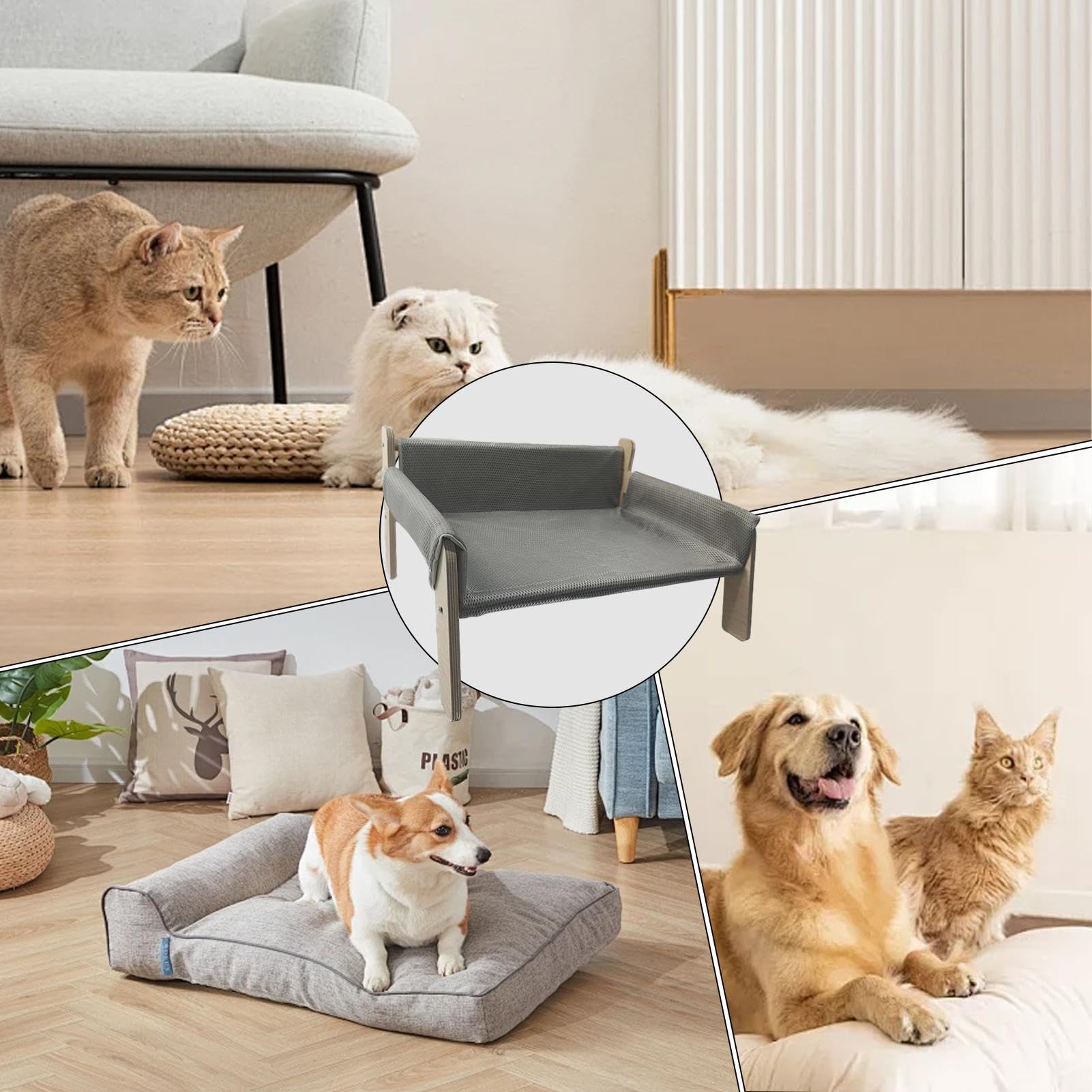 Sofá Cama para Mascotas, Cama elevada para Perros - Camas para Gatos de | madera natural hipoalergénicas | Sofás y sillas para perros con de sofá extraíble Camas para perros estables para cuc