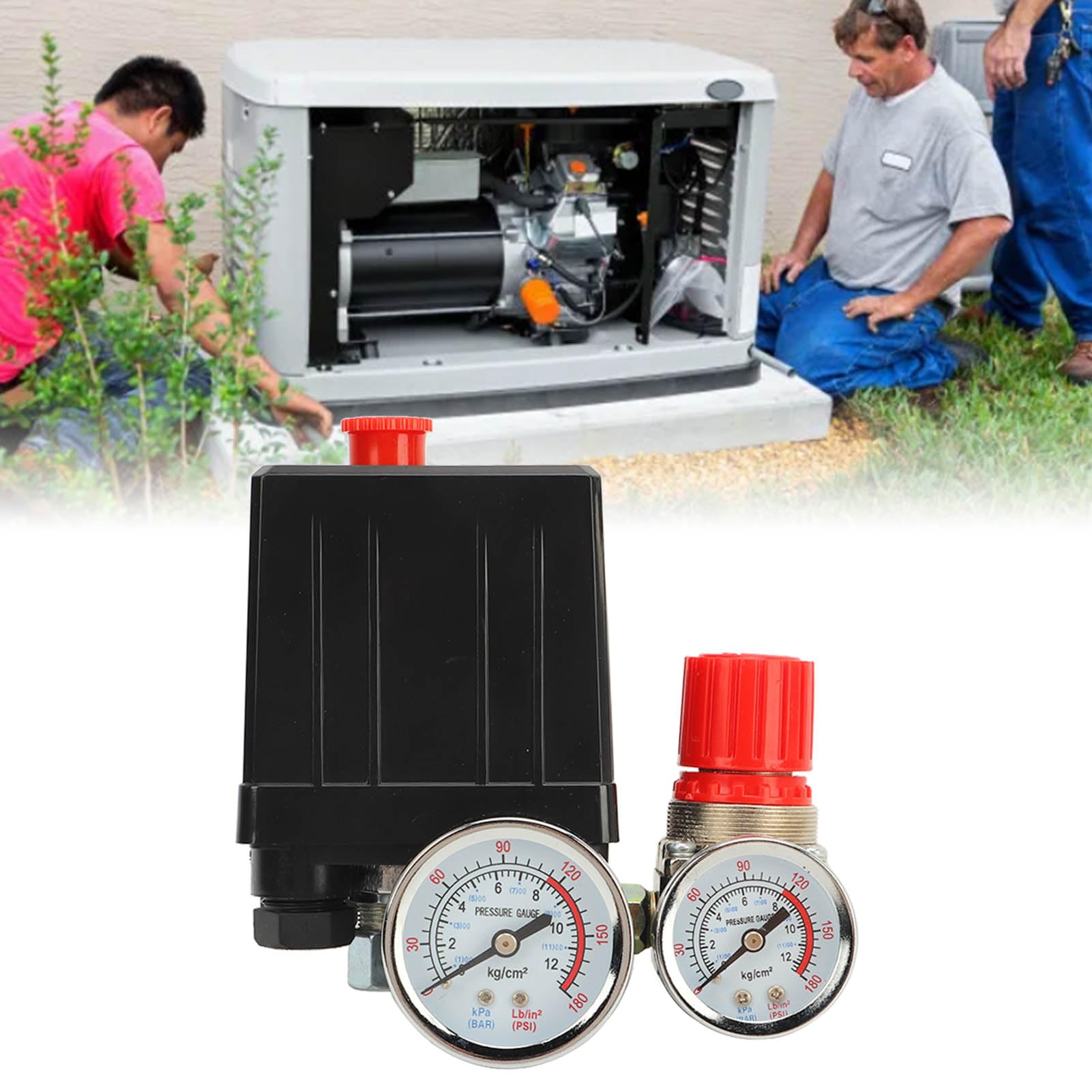 Kit 3 en 1 de pressostat de compresseur d'air automatique avec baromètre, vanne de commande réglable avec précision, plage 0,5 à 0,8 MPA pour outils industriels et atelier