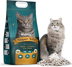 Tofu Clumping Cat Litter 10L - Unscented, Eco-Friendly, Natural & Dust-Free - Biodegradable, Non-Toxic, Ultra Absorbent Flushable Cat Litter for Kittens & Adult Cats (Pack of 1, Super Tofu)