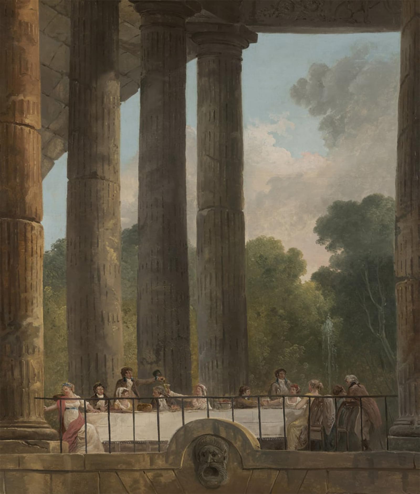 SERENDIPITP Retro Picture Poster Wall Art Pictures Painting a Banquet in the Ruins of a Temple by Hubert Robert Wall Art Canvas Print for Wall Decor 60x90cm