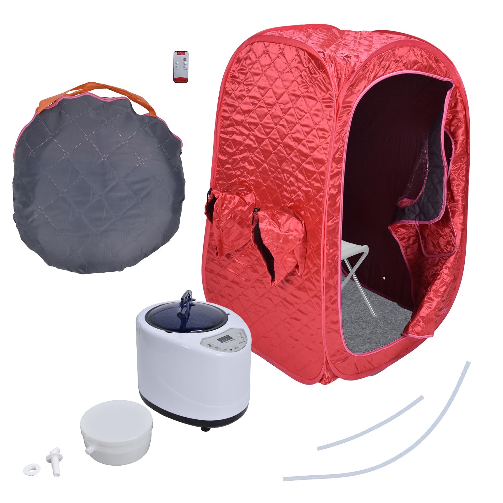 Portable Sauna Tent, 1-9 Gears Portable Sauna Pot Folding Tent Full Body Spa with 2.6L Remote Control Timer Sauna (UK Plug AC220-240V)