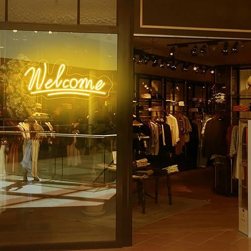 Miniatura 2 de Letreros de neón de bienvenida para negocios, luz eléctrica para interiores, luz de neón brillante para decoración de pared, luz LED creativa de