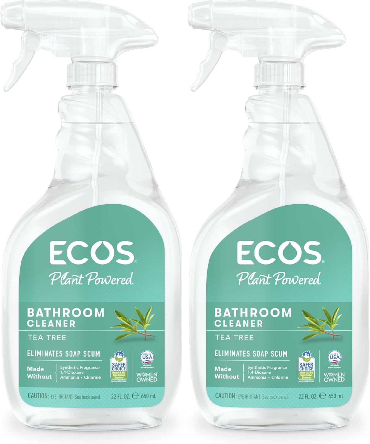 ECOS, Earth Friendly Products Shower Cleaner with Tea Tree Oil, 22 Fl Oz (Pack of 2)