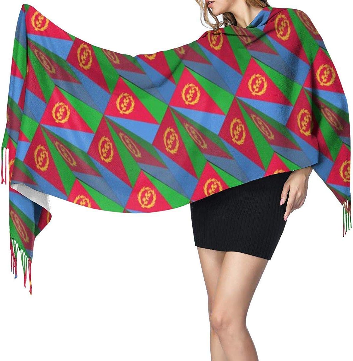 Eritrea Flag 3D Art Pattern Women's Winter Warm Scarf Soft Cashmere Shawl Wrap Scarves