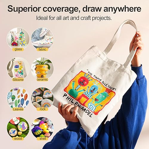 Miniatura 2 de Jar Melo Rotuladores de pintura acrílica, tinta profesional con fuerte cobertura, ideal para arte rupestre, manualidades, regalos, amado por