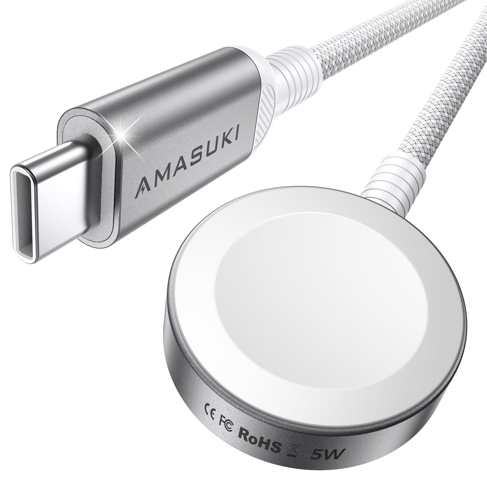 5W für Apple Watch Ladekabel, USB C Schnellladekabel Magnetisches Schnellladen Ladekabel Tragbares Kabelloses Ladegerät Kompatibel mit iWatch Ultra3/2/1 Series11/10/9/8/7 SE3 iWatch Zubehör – 3.3FT