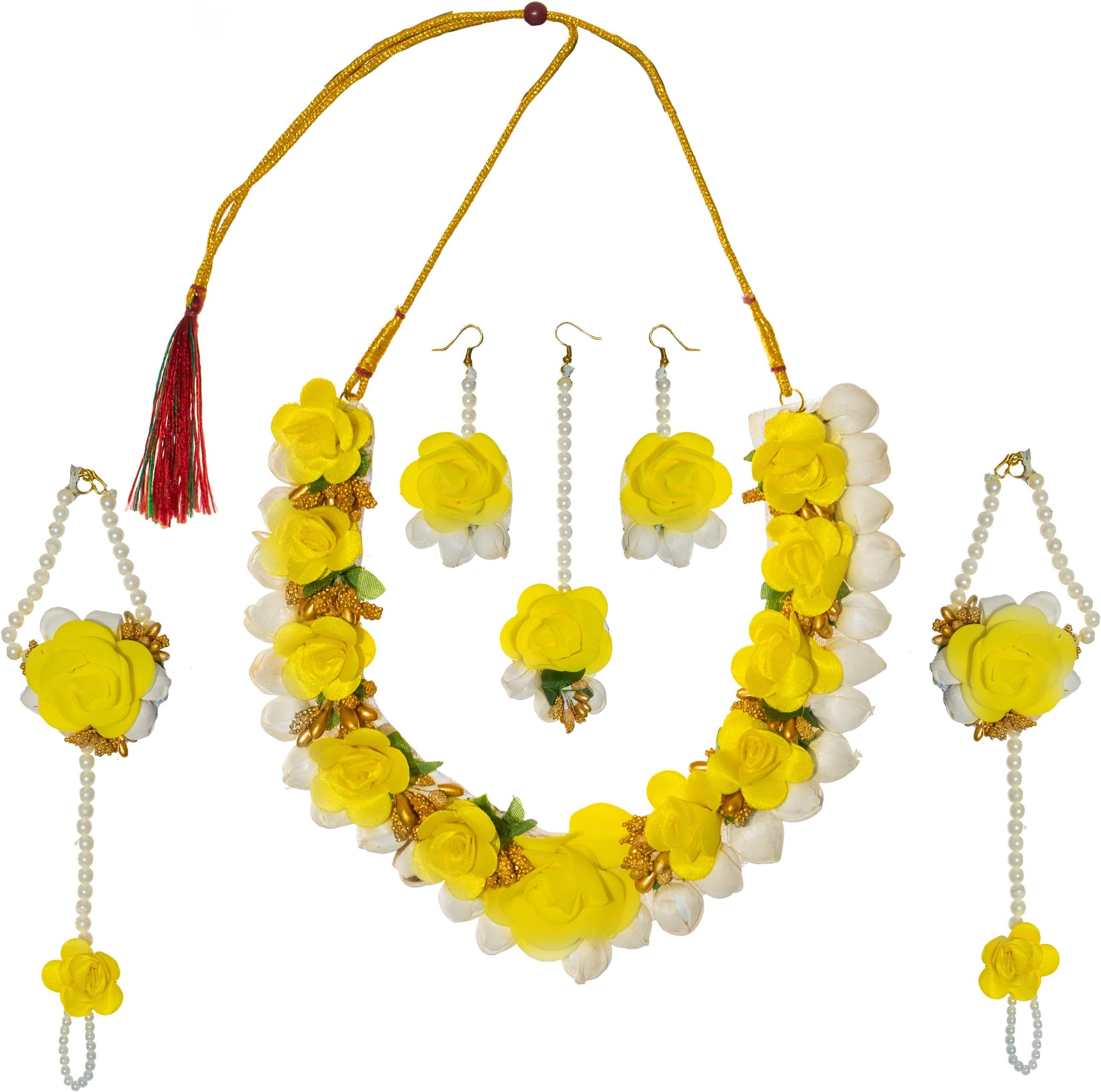 Tarini GalleryArtificial Flower Jewellery Set for Women Girls Mehndi Haldi Bridal Marriage Godbharai Baby Shower and Gifting
