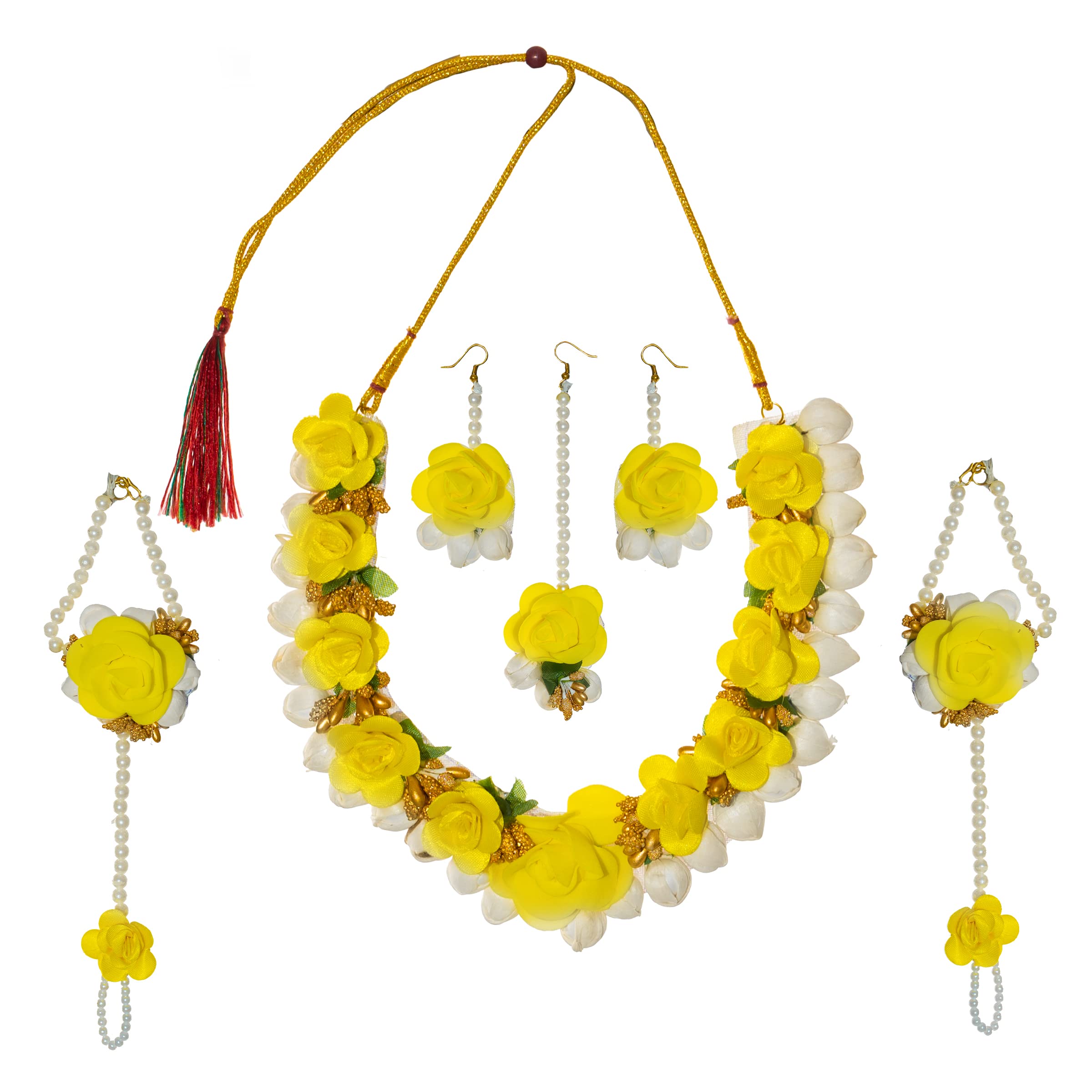 Tarini GalleryArtificial Flower Jewellery Set for Women Girls Mehndi Haldi Bridal Marriage Godbharai Baby Shower and Gifting