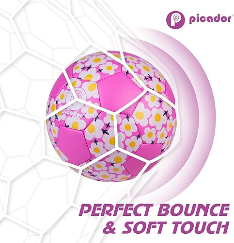 Miniatura 4 de PP PICADOR Balón de fútbol de tamaño 3 4, pelota de fútbol brillante para niñas pequeñas para interiores y exteriores, patio trasero, pelota