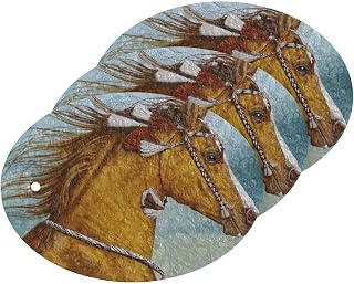Scrub Sponge Horse Runs Kitchen Washing Dishes Cleaning Sponges Wind Non Scratch Sponge for Dish Countertops Sinks Floors Showers Tile Sinks, 3 Pack
