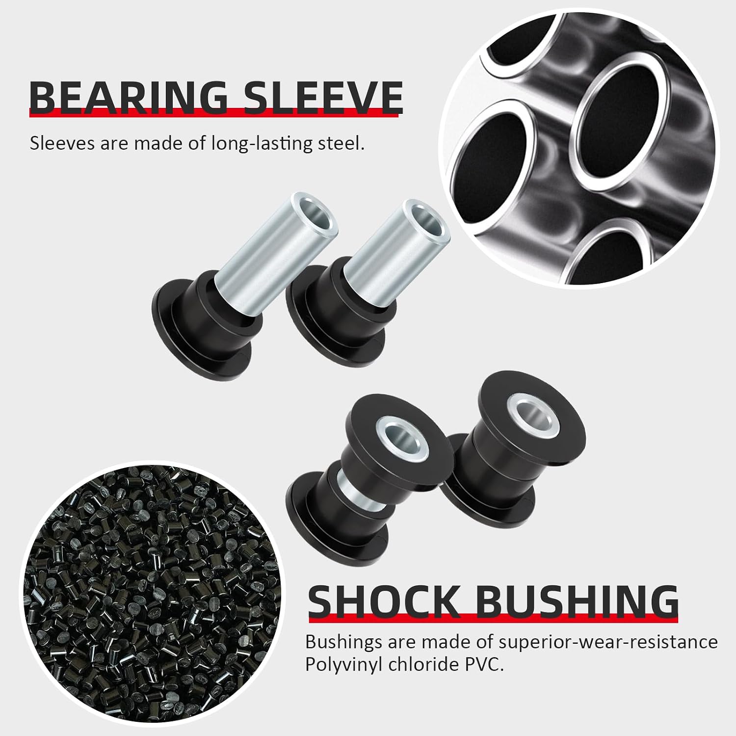 Front Shock Bushing Sleeve Kit for Polaris RZR 800 570 Sportsman 550 850 1000 Scrambler 850