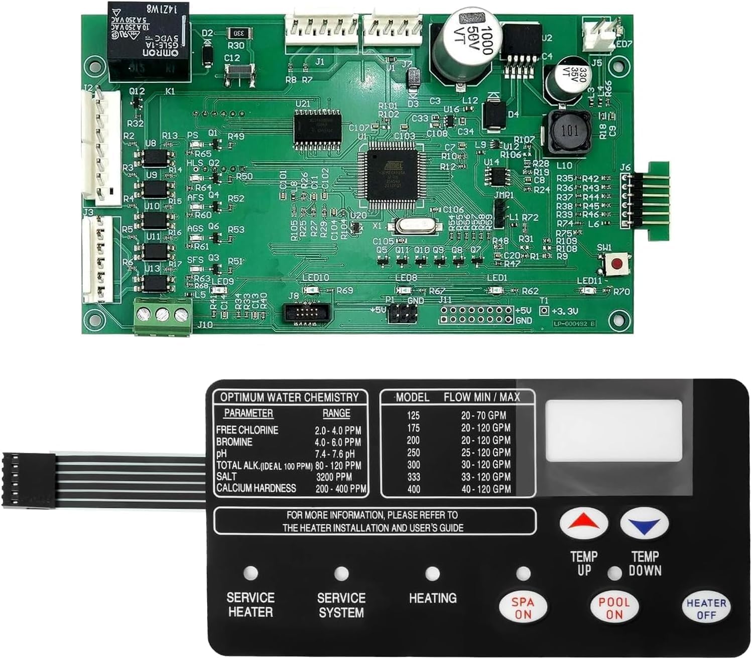 100% factory test 42002-0007S Control Board Kit Replacement for Pentair MasterTemp Sta-Rite Max-E-Therm All NA and LP Series Pool and SPA Heater Electrical Systems, with 472610Z Switch Membrane Pad