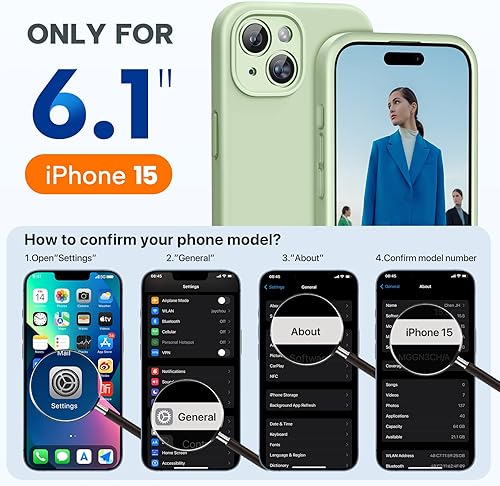Miniatura 1225 de Miracase - Funda diseñada para iPhone 11 con protector de pantalla, funda de goma de silicona líquida, protección total contra caídas y a prueba