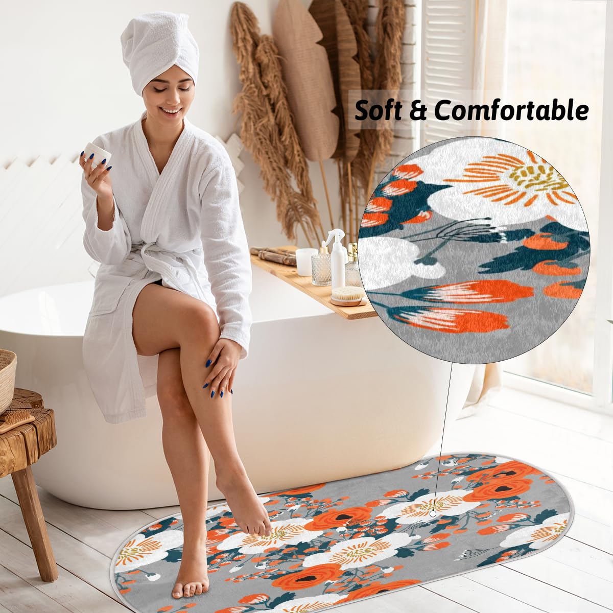TropicalLife Róże maki kwiat dywanik mata 50 x 120 cm, kwiat długie włosy pogrubione dywaniki do pokoju kuchni domu łazienki wewnątrz antypoślizgowa mata podłogowa dywaniki