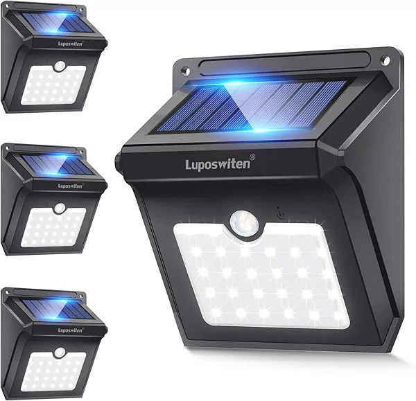 28 LEDs Solar Lights Outdoor, Motion Sensor Wireless Waterproof Security Wall Lights, Solar Light for Outdoor, Front Door, Back Yard, Garage, Porch by Luposwiten [4 PACK]
