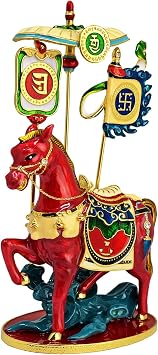 Fengshuibringluck Windhorse Amulet Statue Lucky Horse, Success Symbol, Metal Material, Home & Office Decor