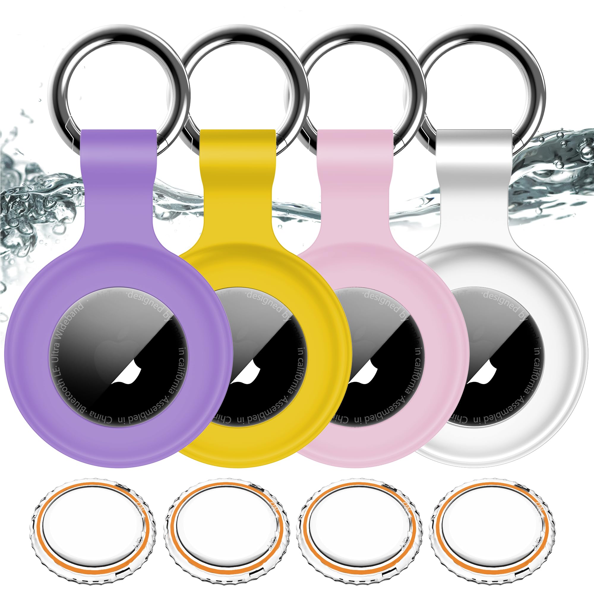 1|2|4Pack for Apple AirTag Holder,for Air Tag 2nd &1st Genaretion,Waterproof GPS Tracker Air Tag Keychain with Cover Anti-Scratch Silicone for Air-Tag