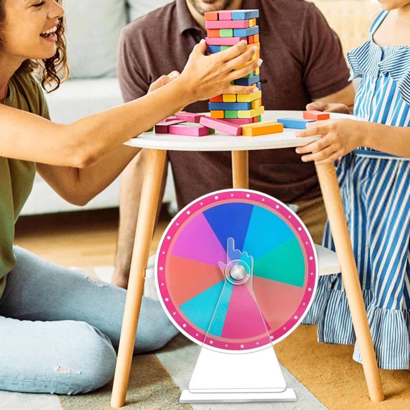 Roue Gagnante Portable 4,92 Pouces – Plateau En Acrylique Effaçable à Sec, Arc-en-ciel, Avec Marqueur – Pour Jeux, Classe Et événements