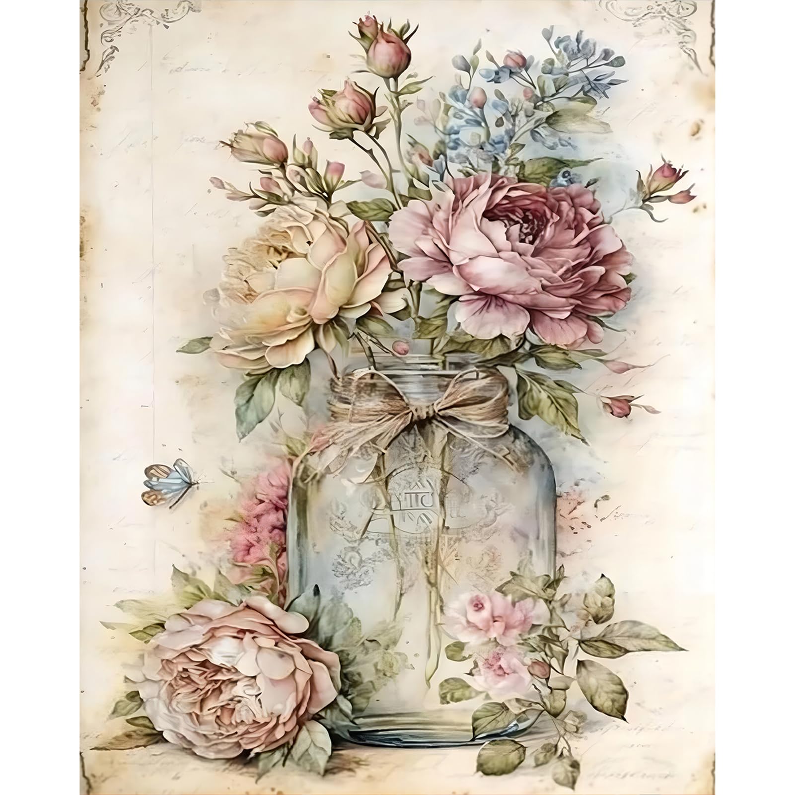 JATOK Paint by Numbers for Adults, Painting Kits for Beginners On Clear Symbols Colored Canvas, Easy DIY Acrylic Pigment Drawing Paintwork for Home Wall Decor, 16x20in Frameless, Flower