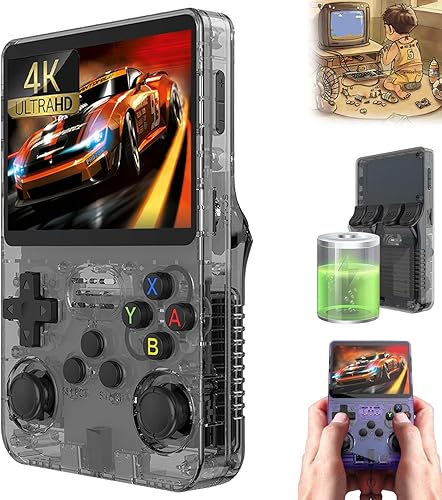 Consola de juegos retro Snap oficial 128G, juego Retrosnap 2026, consolas de juegos portátiles R36s, pantalla HD 4k de 3.5 pulgadas, batería de