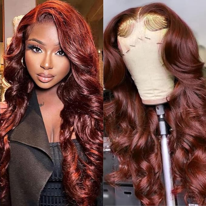 UNICE Air Wig Wear and Go Pre Cut Lace Glueless Wigs Pre Plucked Reddish Brown 4X4