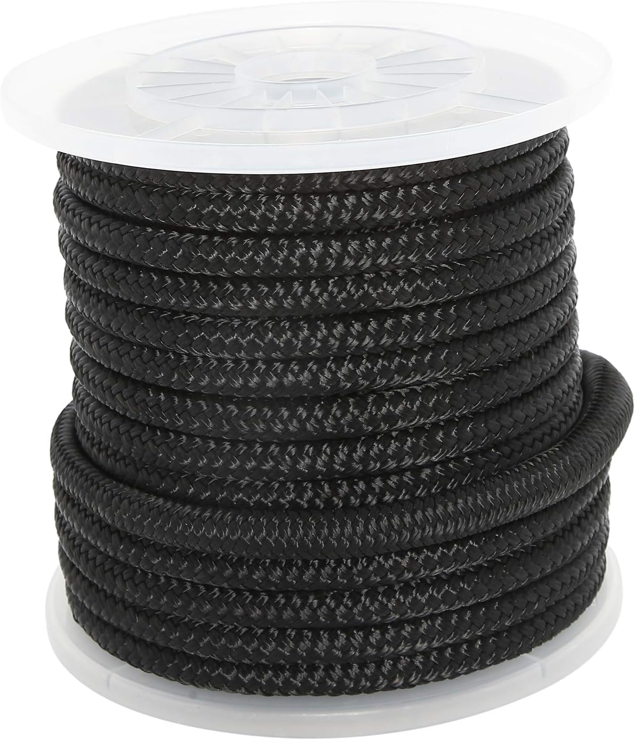 NovelBee 1/2 Inch X 50 Feet Double Braid Nylon Anchor Line with Stainless Steel Thimble and Plastic Chuck (Black) - Image 2