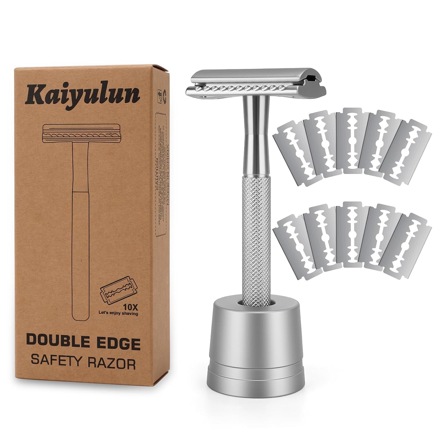 Safety Razor with Stand for Men & Women, Double Edge - Silver