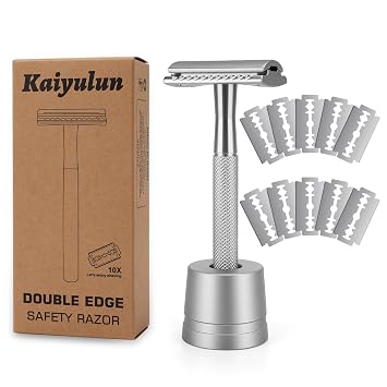Safety Razor with Stand for Men & Women, Double Edge - Silver