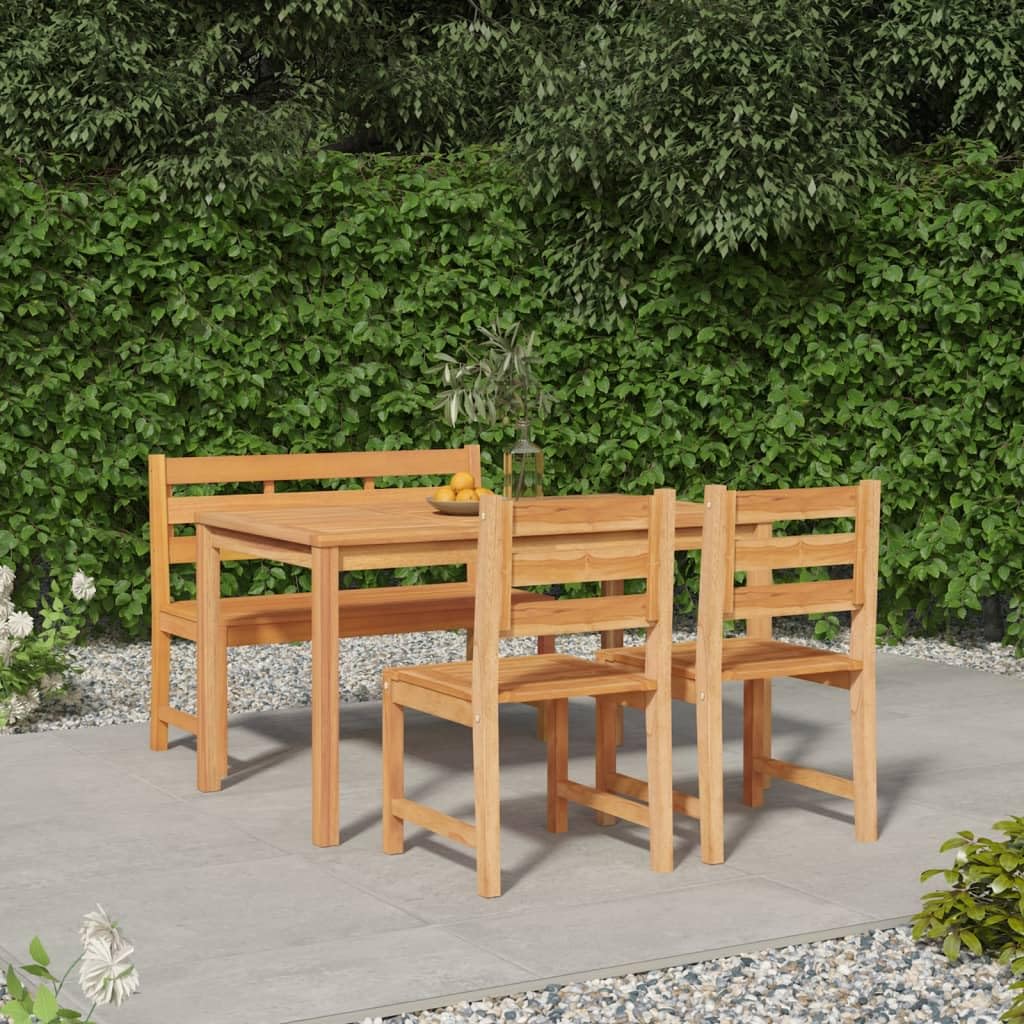 Set di 4 mobili da giardino in legno massello in teak, 140 x 80 cm, 2 sedie, design moderno, robusto, per piccole e terrazze e soggiorno