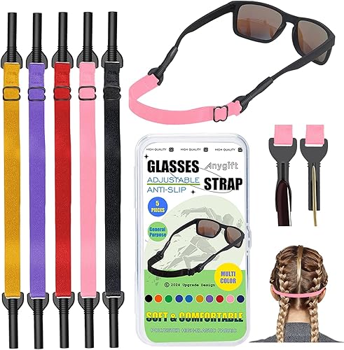 Miniatura 8 de Correa para lentes, 5 unidades, correa ajustable para lentes de sol, para hombres y mujeres, antideslizante para niños, correas de soporte para