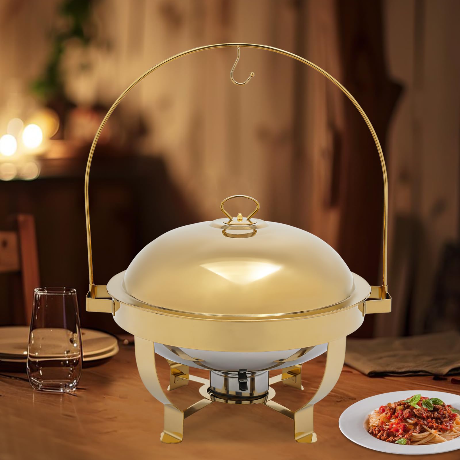 Set di piatti a buffet da 8 l, set da buffet rotondi, server a buffet e scalda chafers in hotel, caffetterie, ristoranti, riunioni di famiglia, banchetti, matrimoni, feste e
