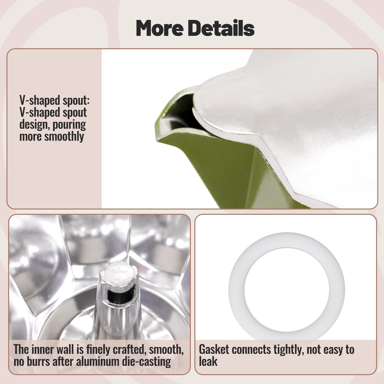 Cafetera de aluminio para 3 tazas, cafetera clásica de 150 ml, cafetera percoladora Mocha Express, cafeteras preferidas para café italiano y cubano, color verde