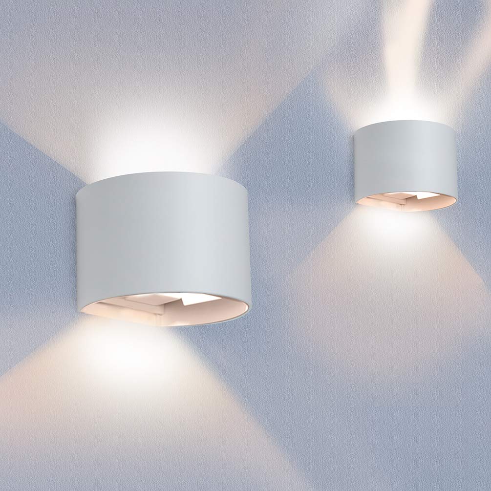 LED Wandleuchte Innen Außen Warmweiß 2er Set mit Einstellbar Abstrahlwinkel Up Down 12W IP65 Wasserdicht Wandlampe für Bad Flur Kinderzimmer Treppenhaus Wohnzimmer Schlafzimmer