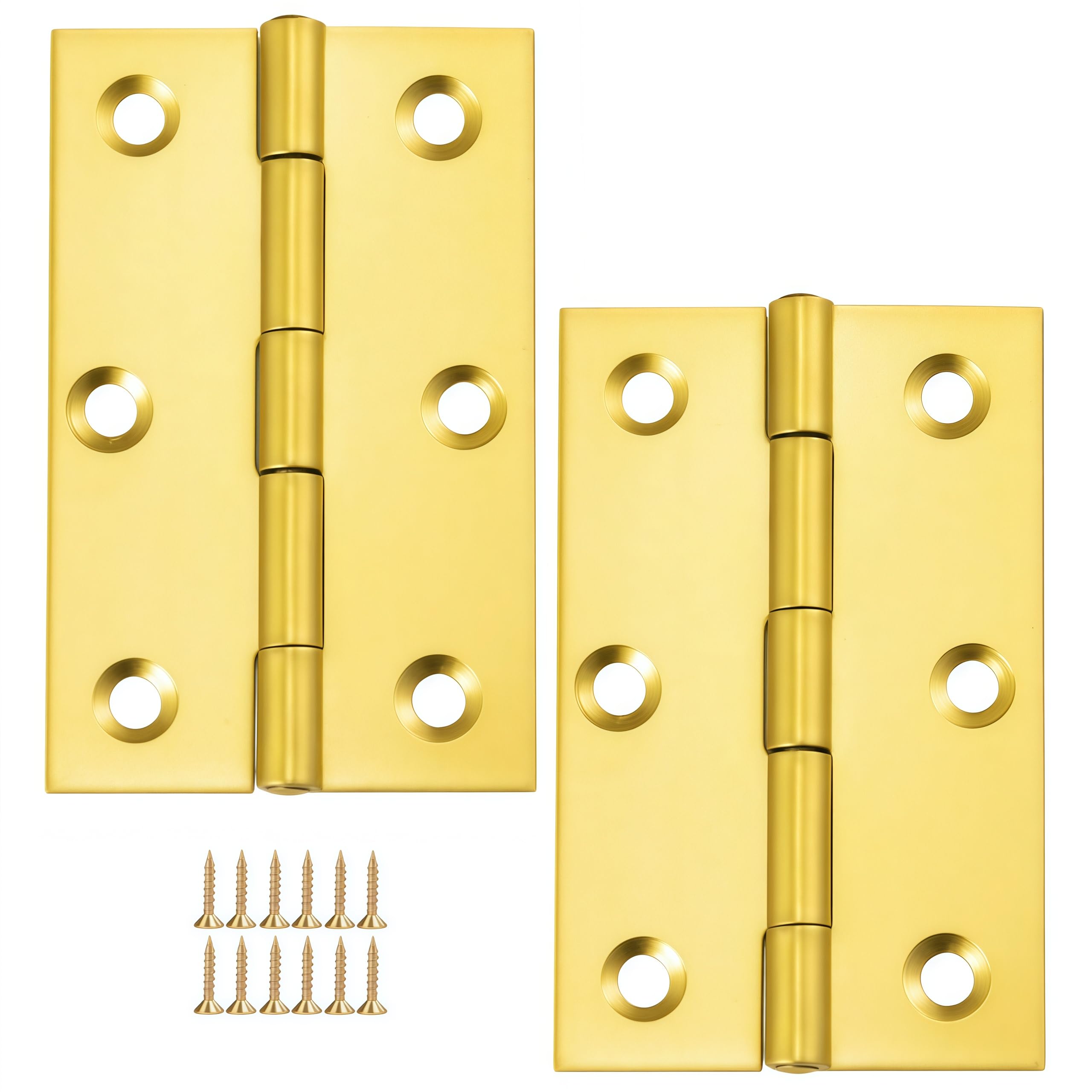 Vbnexyr Regular Door Hinges 2 Pack Of Gold Stainless Steel Folding Hinges For Cabinets And Wardrobes 88 * 55 * 1.8Mm