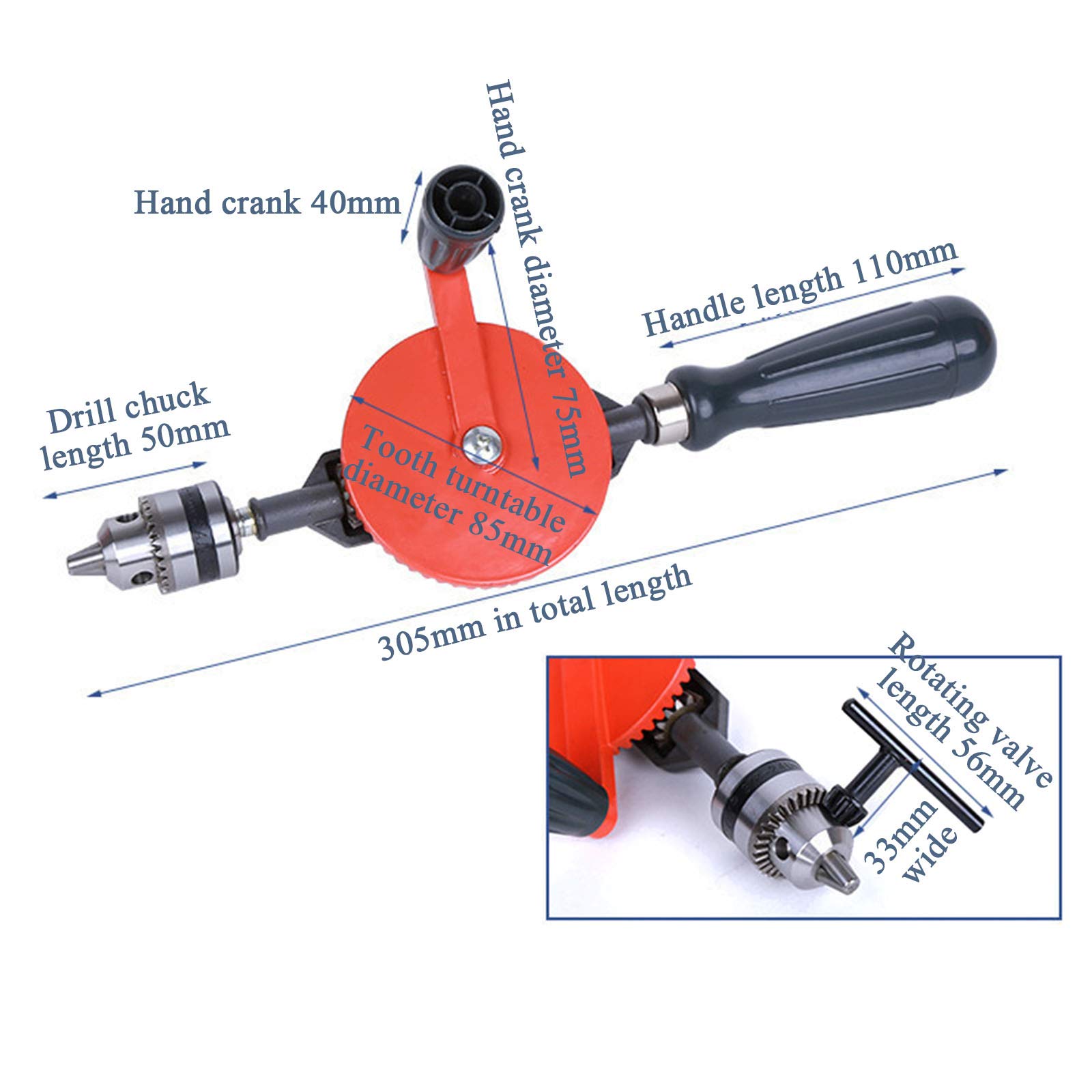 Taladro Manual De Manivela Doble Engranaje Portátil Taladro De Manivela, 1/4 Pulgada (0.6-6Mm) DIY Taladro De Carpintería Suministros De Enseñanza Herramientas A Mano