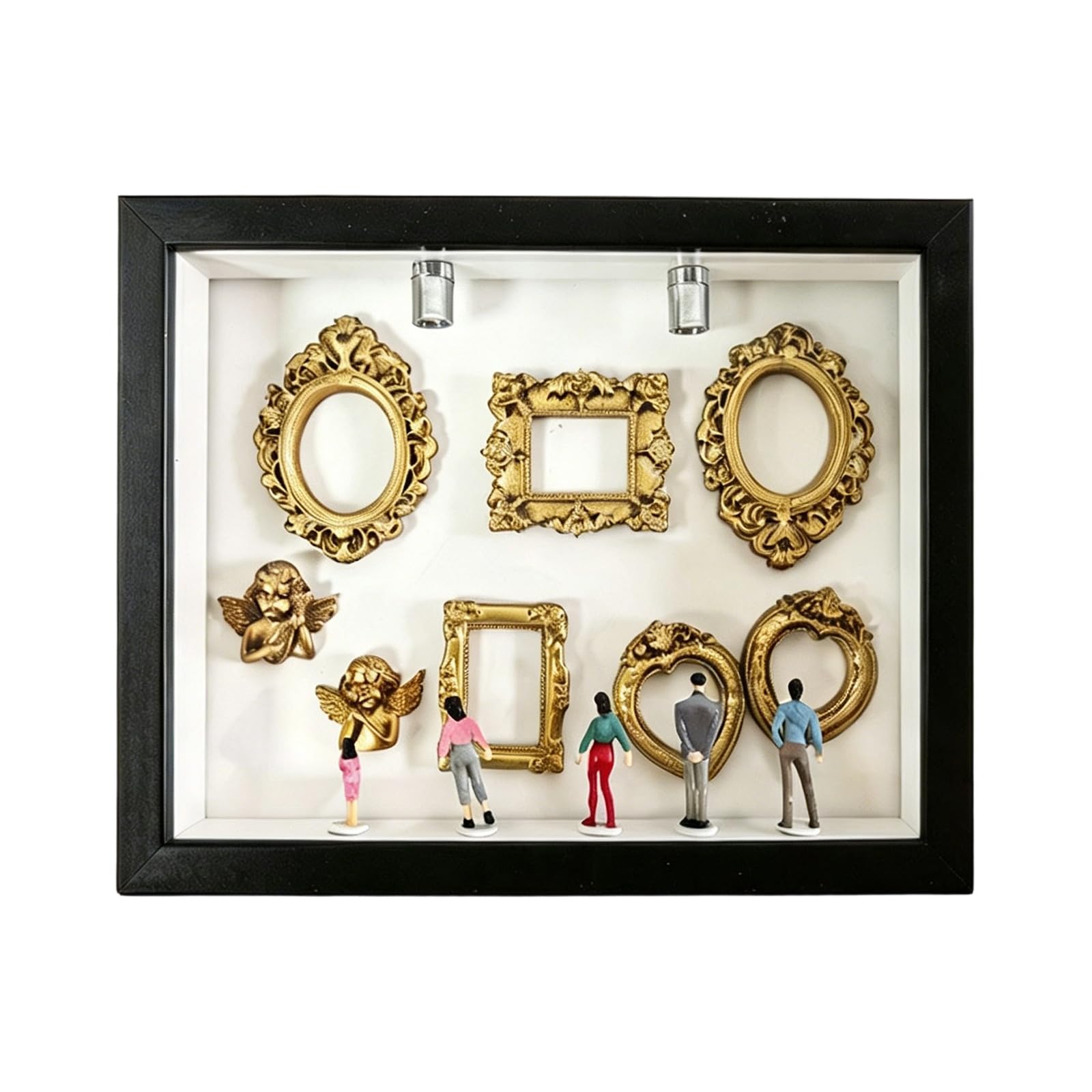 ZEPFJHE Diys Minis Museums Silhouetted Box, Shadows Box Frame Display Case, Personalize Photo Shadows Display with Figurine Diys Minis Museums Silhouetted