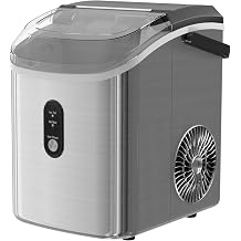Xbeauty Grey Sleek Countertop Ice Maker - Daily 35.5lb Nugget Output, 7-Minute Quick Freeze, Convenient Ice Basket & Scoop, Self-Cleaning with Built-in Handle