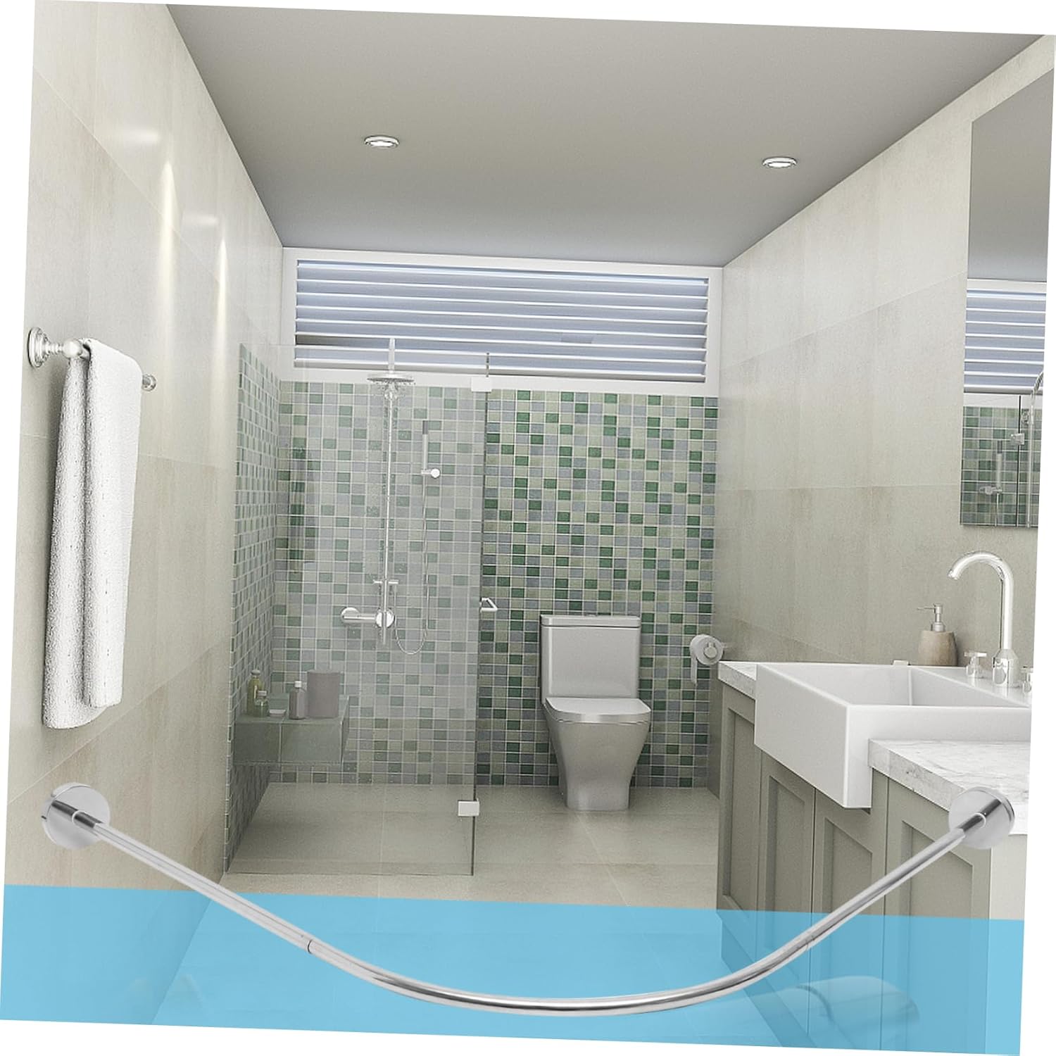 Zerodeko 3Pcs Curved Shower Curtain Rods Arched Rod for Bathroom Non Slip Design Rustproof Easy Installation with No Drilling Versatile for Shower